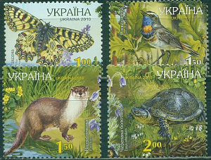 Украина , 2010, Заповедник Святые Горы, Флора, Фауна, 4 марки из блока
